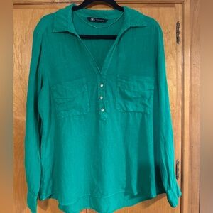 Zara linen top in Kelly Green
Size Large